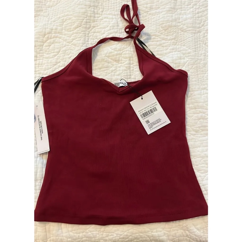 Princess Polly sentiment V Neck Cami Top Burgundy
